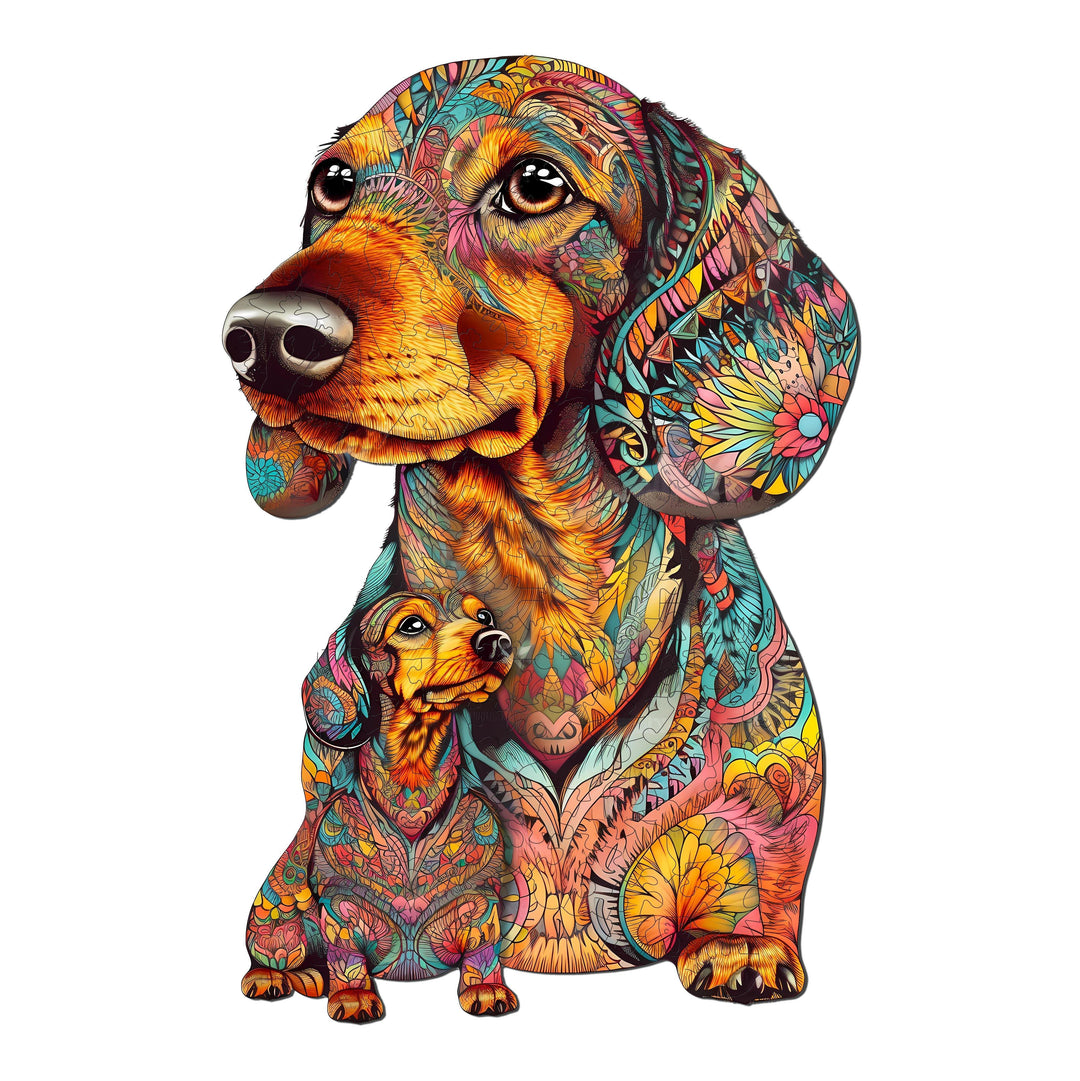 Dachshund Family Wooden Jigsaw Puzzle-Woodbests