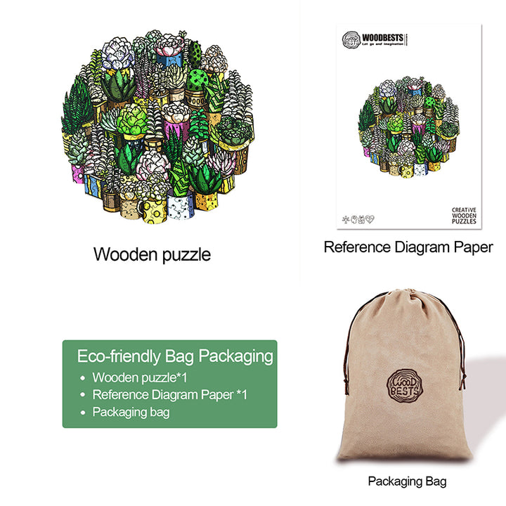 Succulent Plant Wooden Jigsaw Puzzle