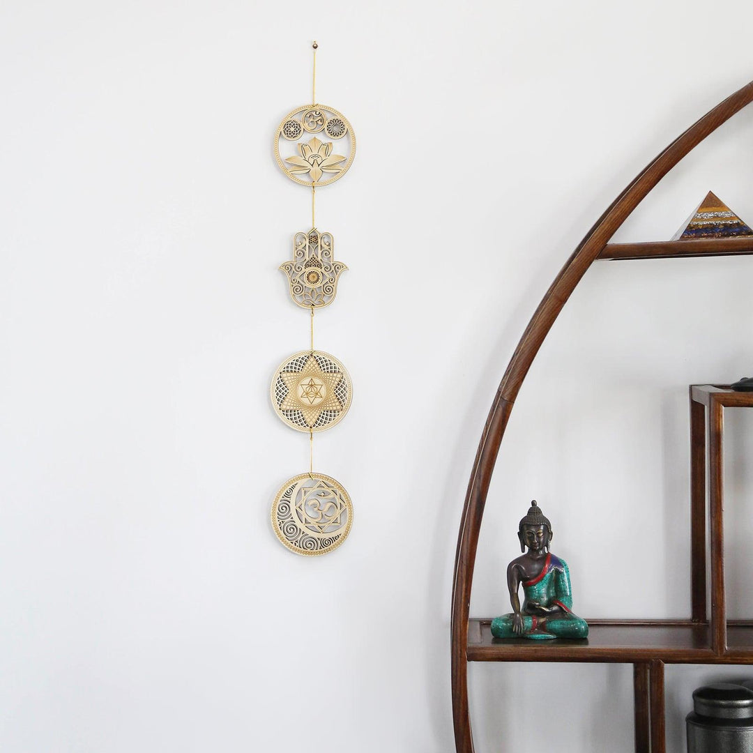 5.31 Sacred Geometry Wall Art Decor 4 PCS Set (Sacred Lotus, Hamsa Hand, Soul Star, Union Sun Moon)
