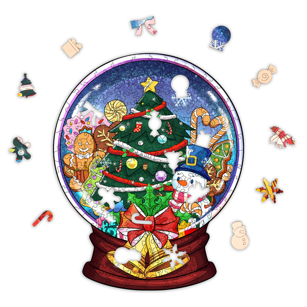 Christmas Crystal Ball Wooden Jigsaw Puzzle