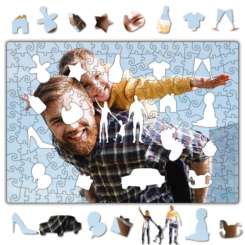 Father's Memory Parent-child Personalized Photo Puzzles - Woodbests