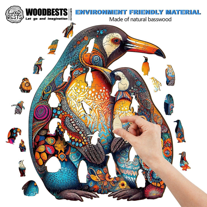 Penguin Family Wooden Jigsaw Puzzle-Woodbests