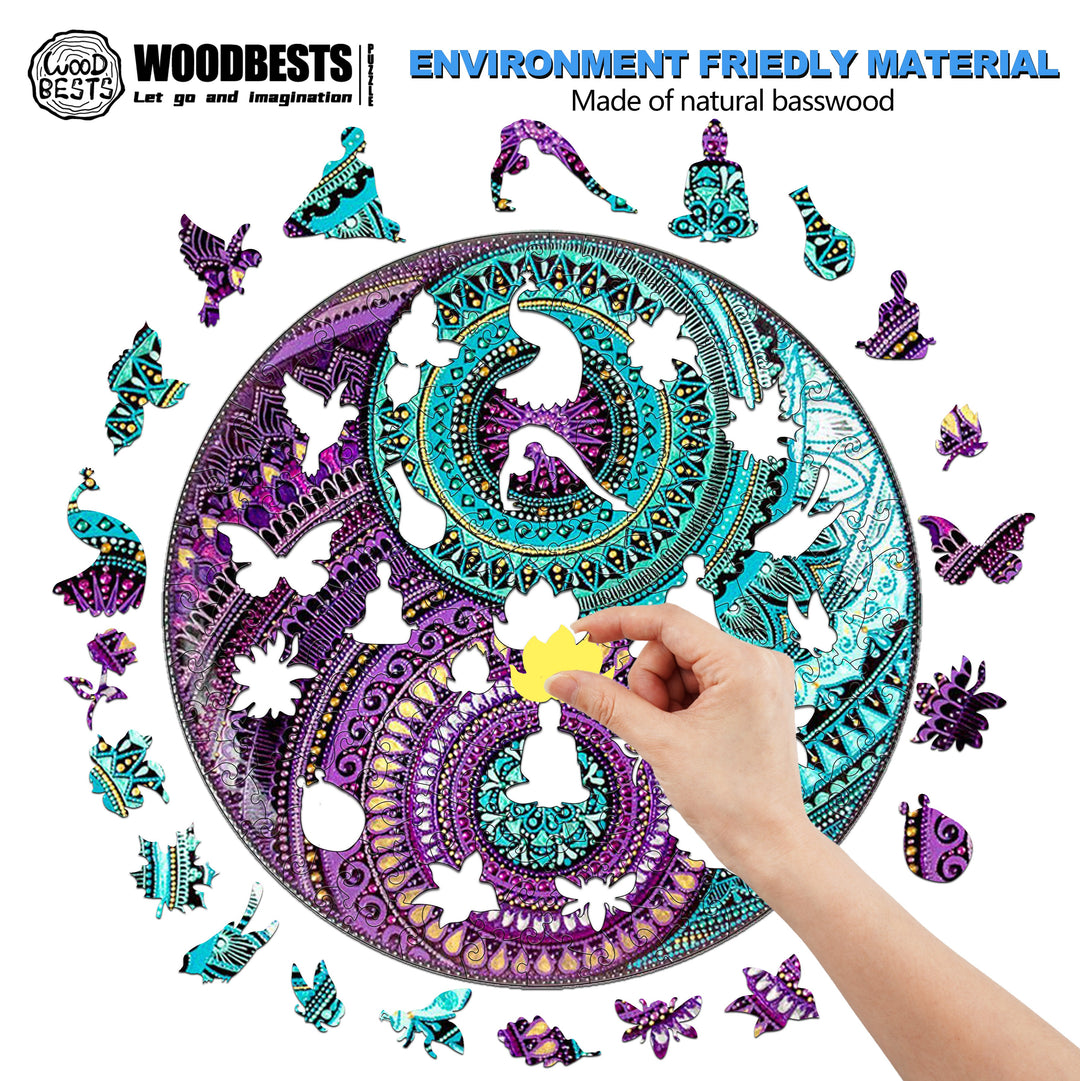 Yin Yang Mandala Wooden Jigsaw Puzzle
