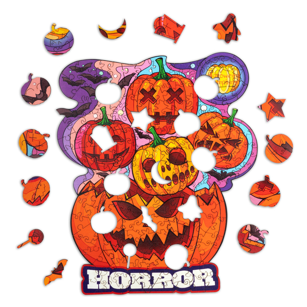 Horror Pumpkin Wooden Jigsaw Puzzle