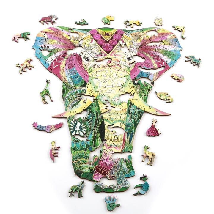 Coloured Elephant Wooden Jigsaw Puzzle