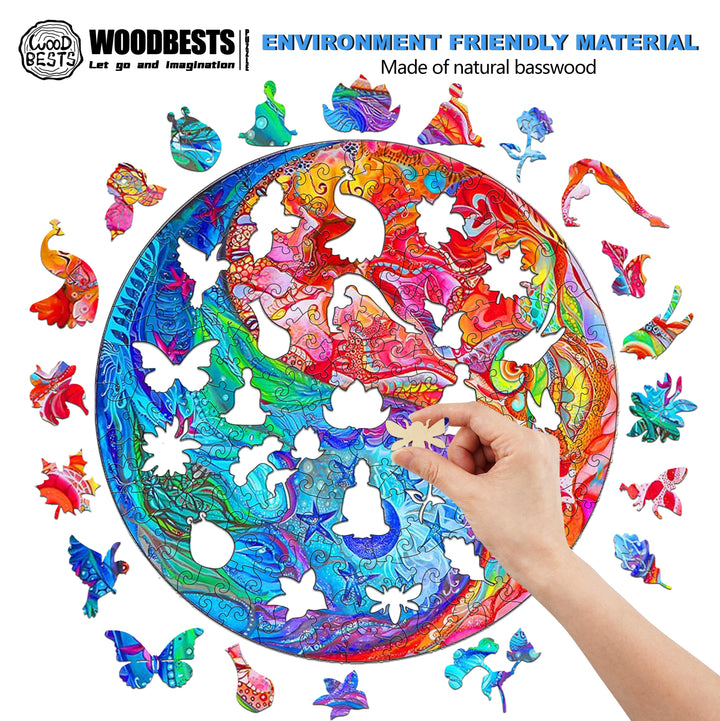 Yin Yang Mandala-2 Wooden Jigsaw Puzzle