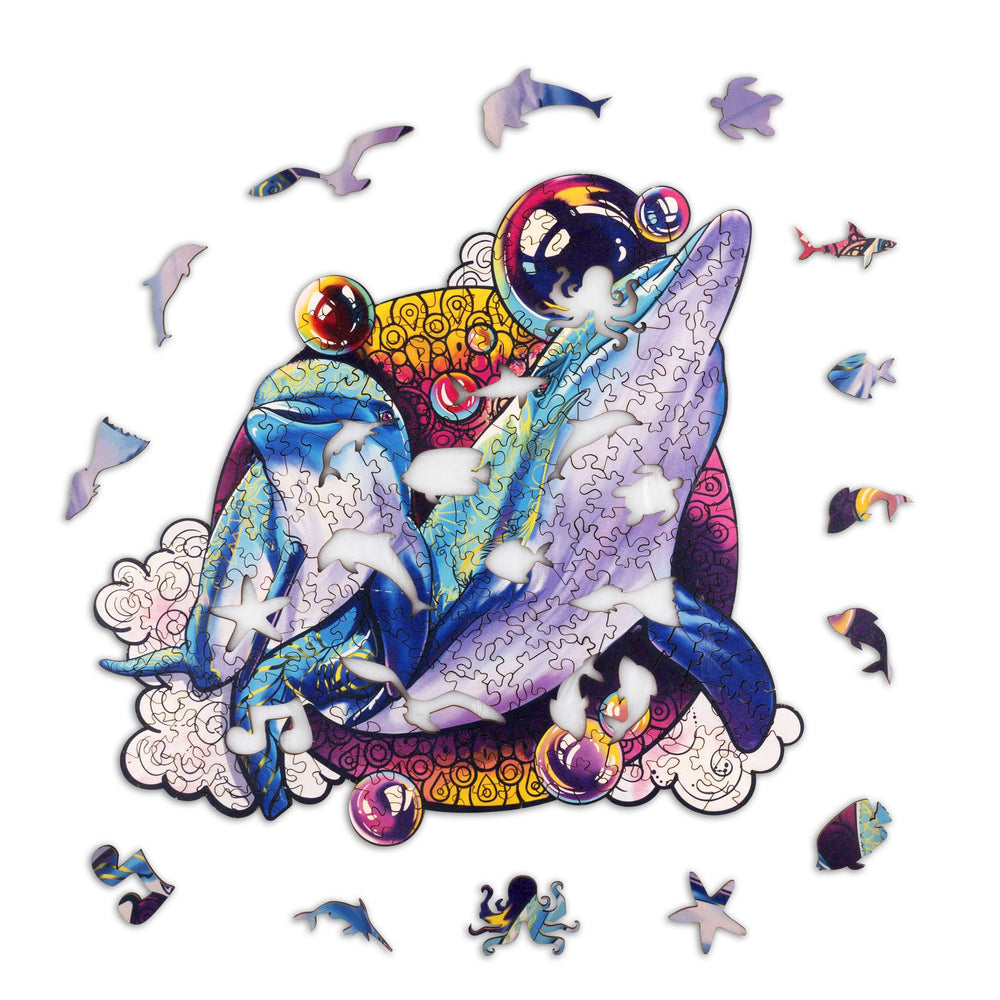 Joyful Dolphin Wooden Jigsaw Puzzle