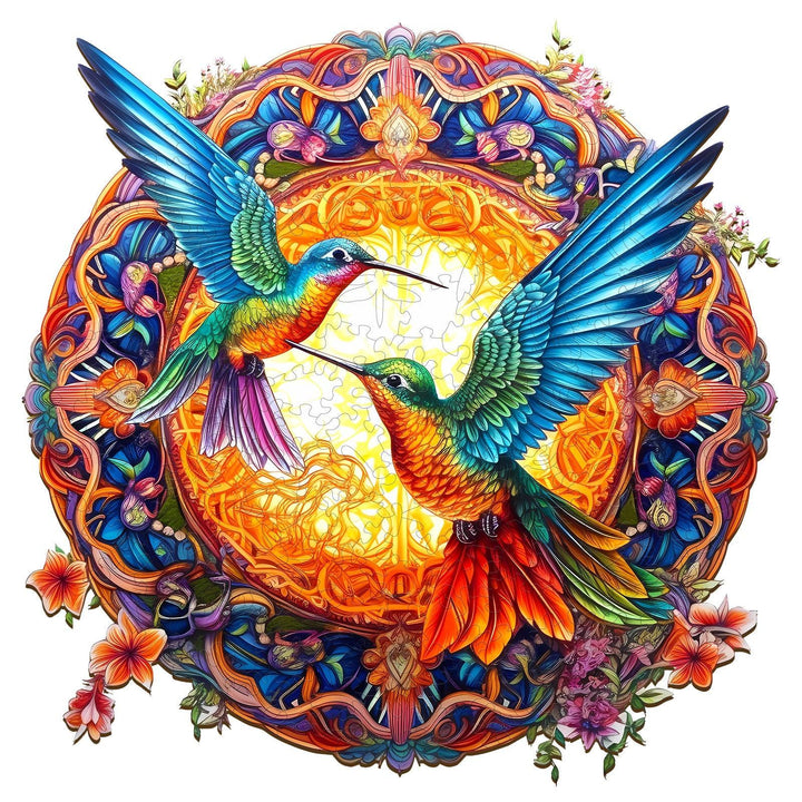 Mandala & Hummingbirds Wooden Jigsaw Puzzle-Woodbests