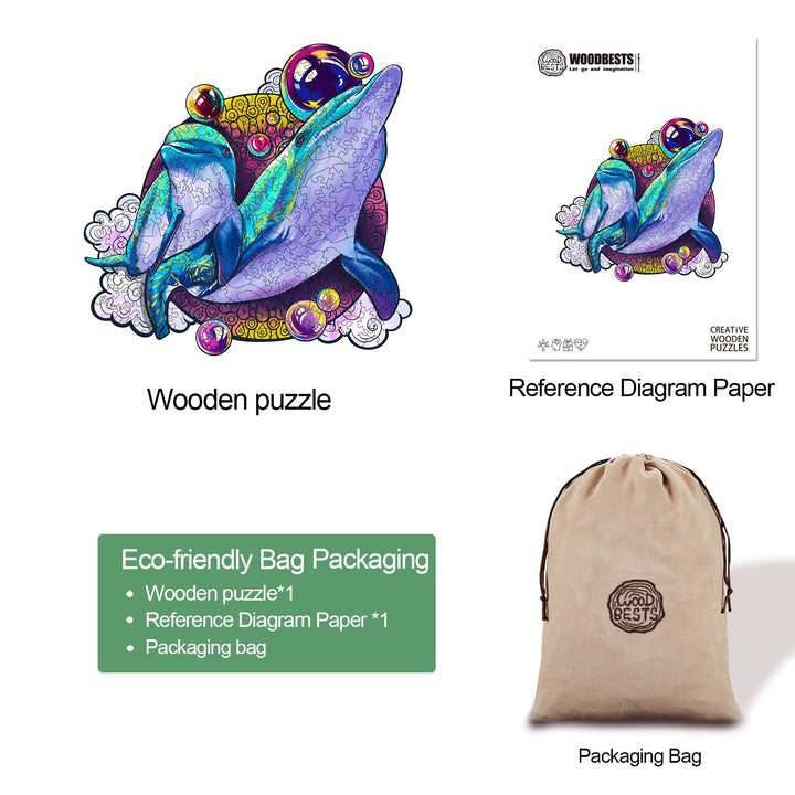 Joyful Dolphin Wooden Jigsaw Puzzle