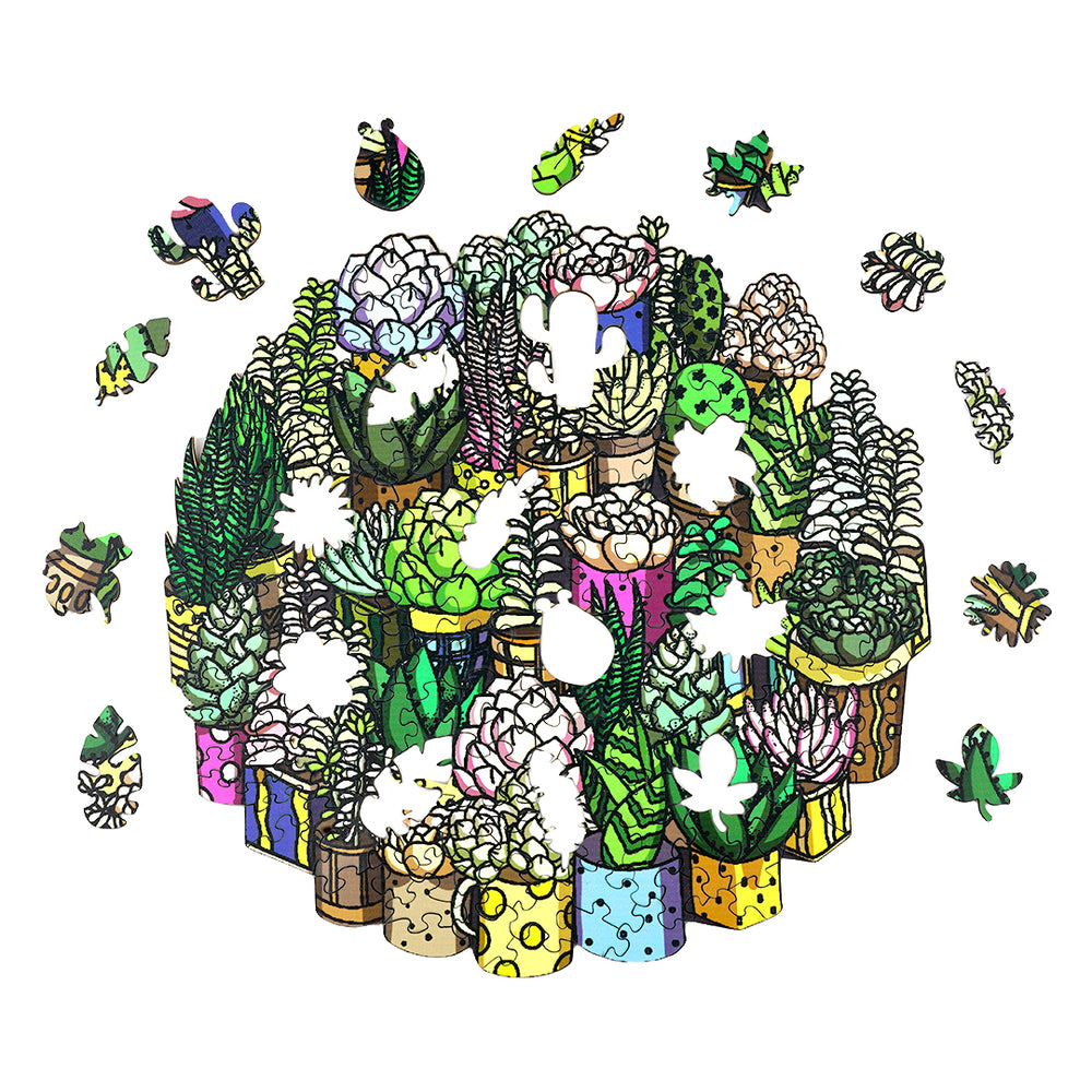 Succulent Plant Wooden Jigsaw Puzzle