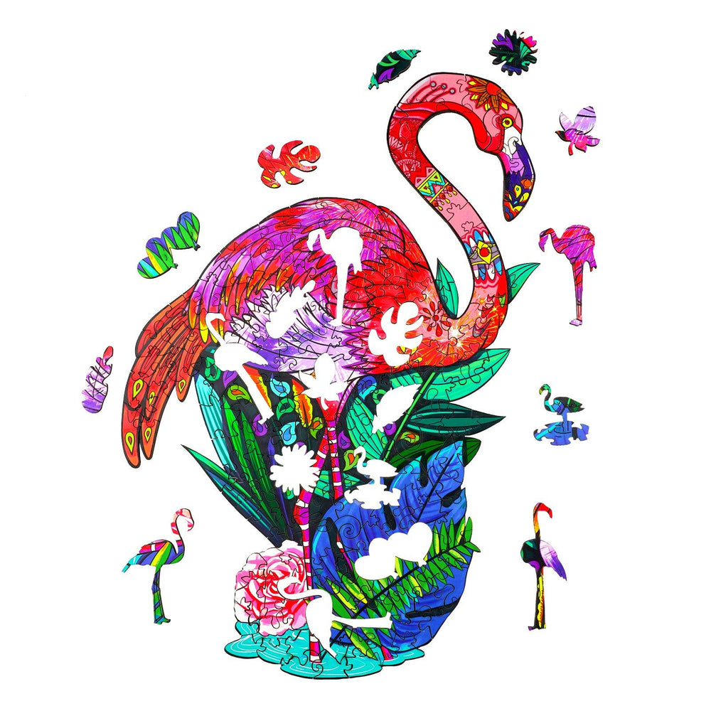 Passionate Flamingo Wooden Jigsaw Puzzle