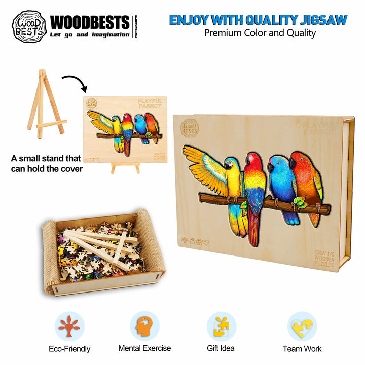Playful Parrot Wooden Jigsaw Puzzle