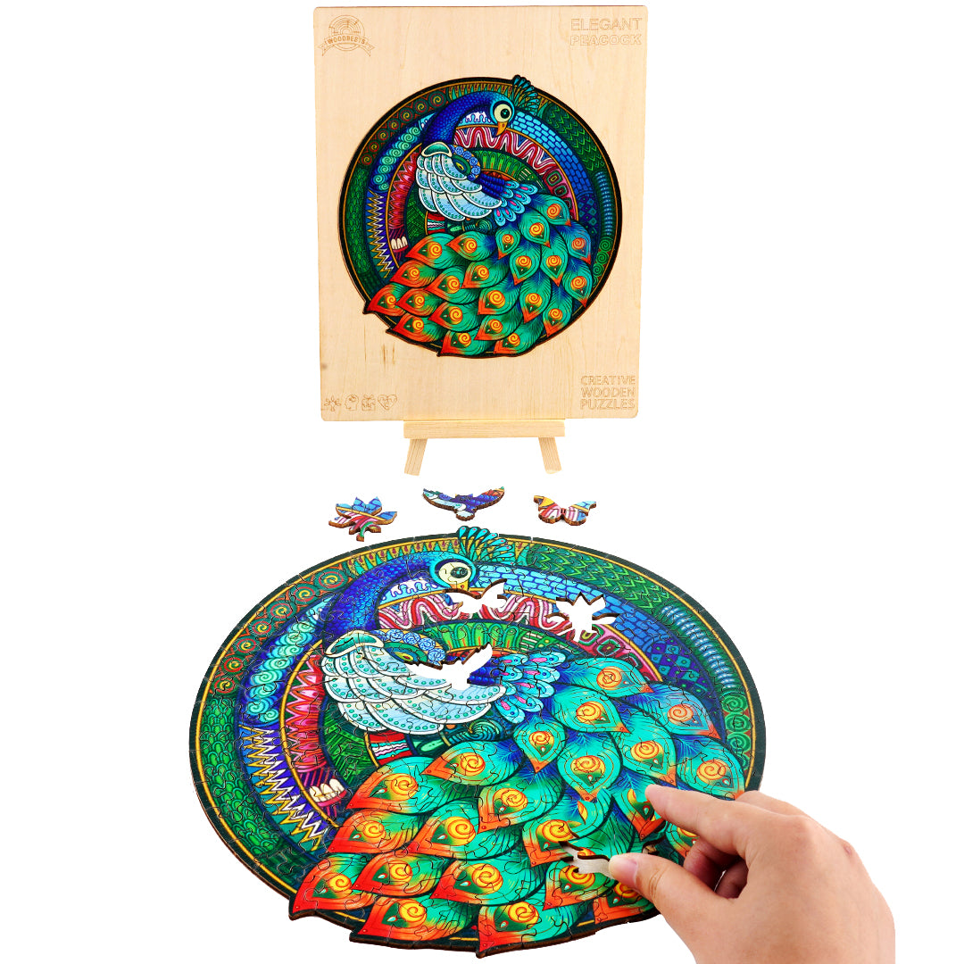 Elegant Peacock Wooden Jigsaw Puzzle
