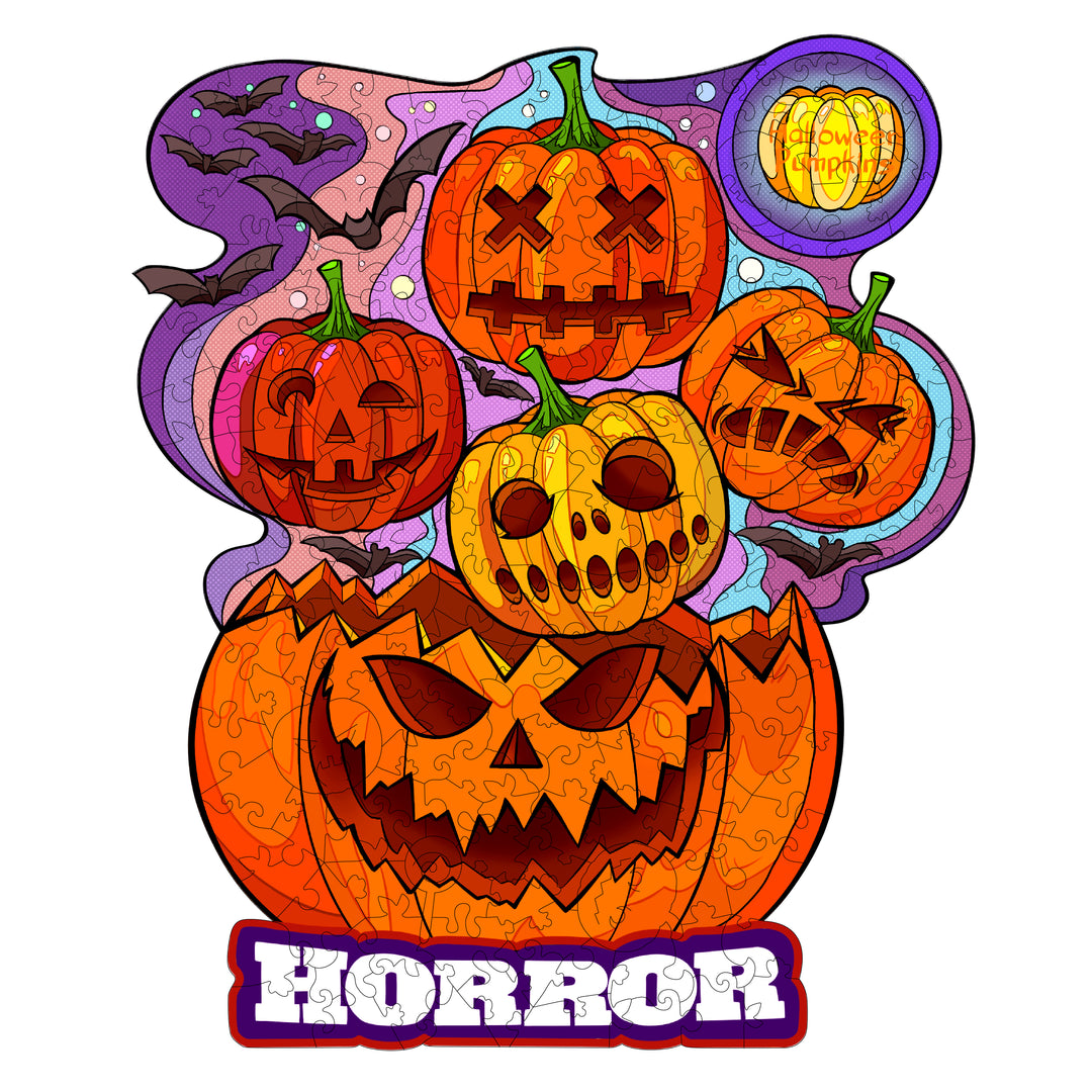 Horror Pumpkin Wooden Jigsaw Puzzle