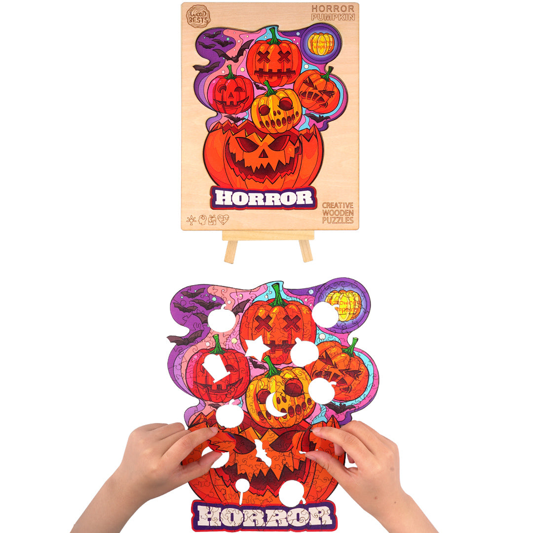 Horror Pumpkin Wooden Jigsaw Puzzle