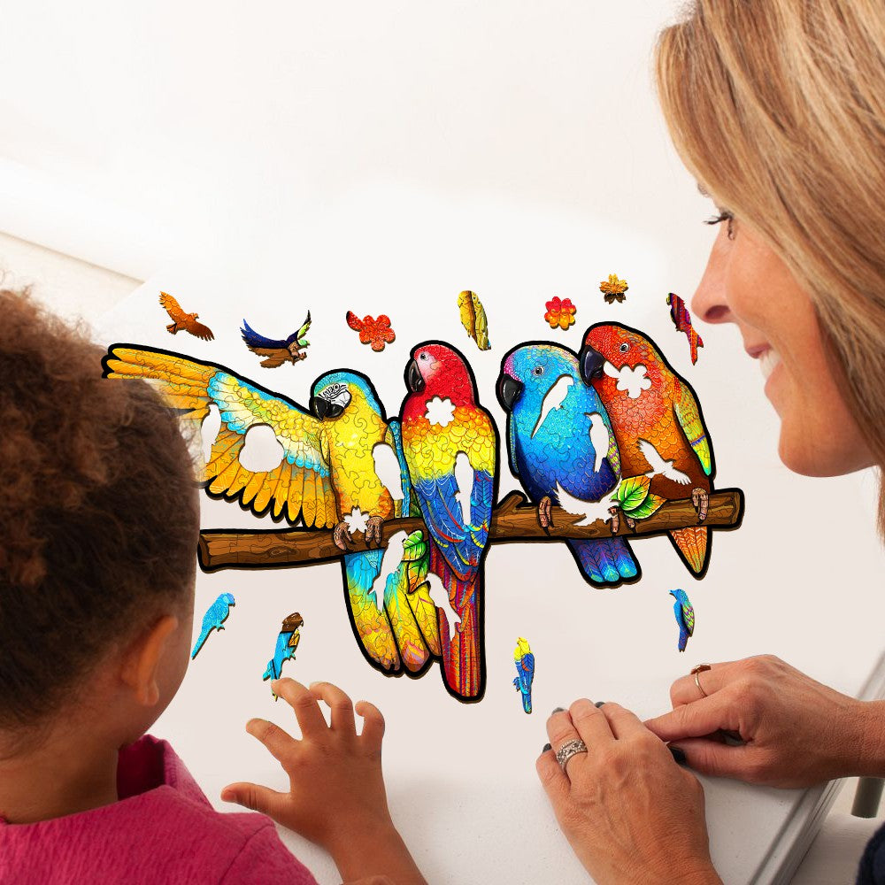 Playful Parrot Wooden Jigsaw Puzzle
