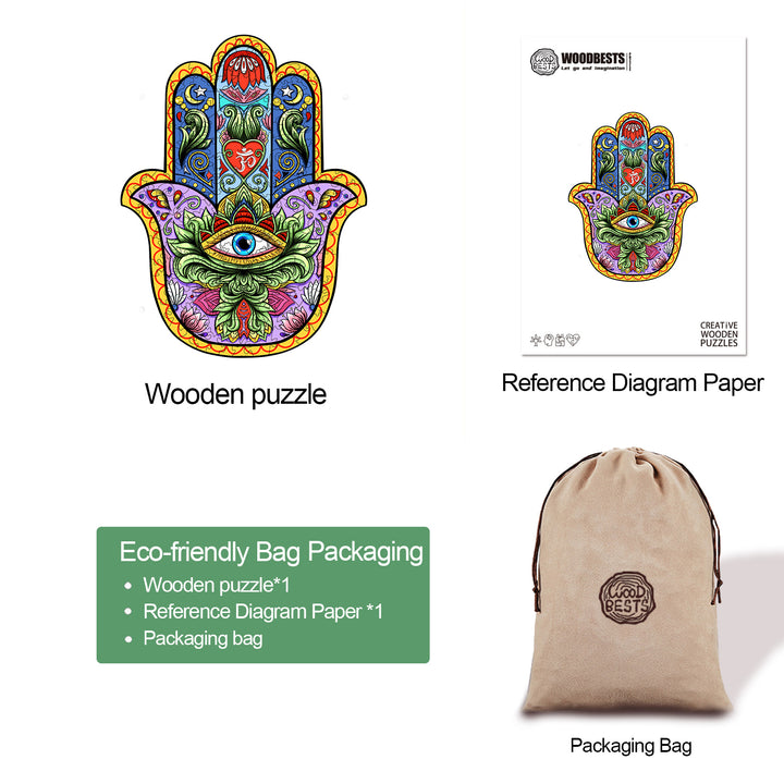 Hand Of Fatima Wooden Jigsaw Puzzle