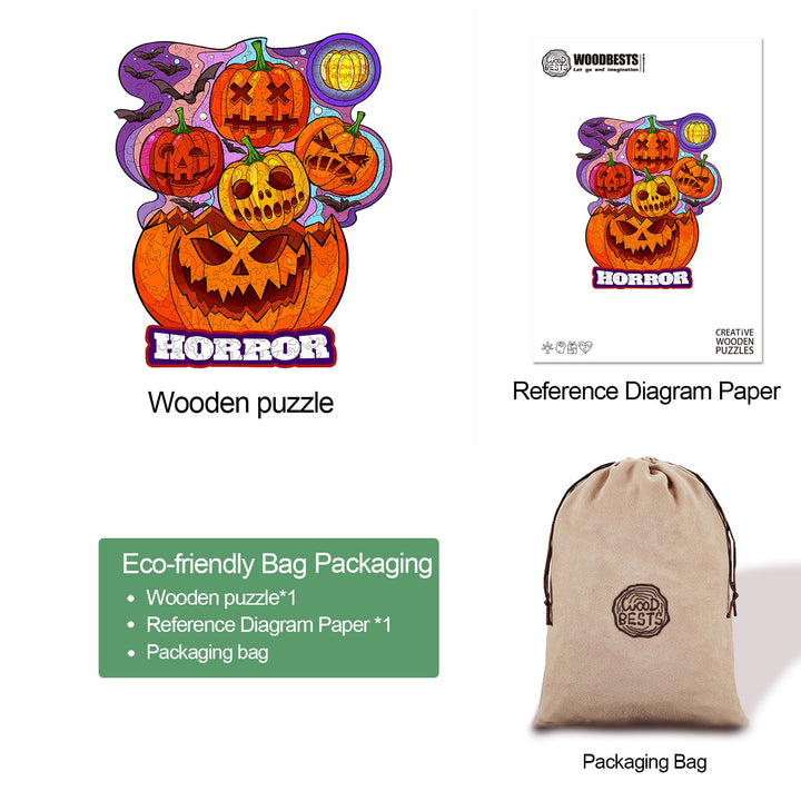 Horror Pumpkin Wooden Jigsaw Puzzle