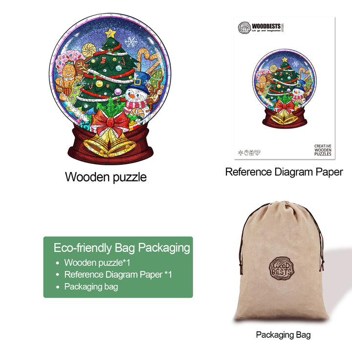Christmas Crystal Ball Wooden Jigsaw Puzzle