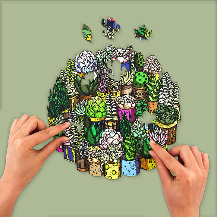 Succulent Plant Wooden Jigsaw Puzzle