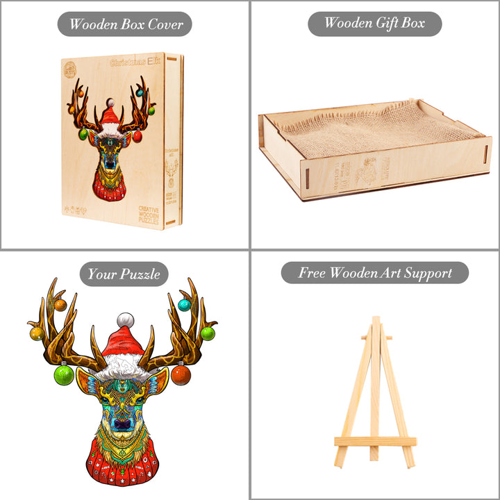 Christmas Elk Wooden Jigsaw Puzzle