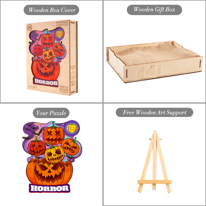 Horror Pumpkin Wooden Jigsaw Puzzle