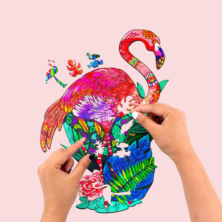 Passionate Flamingo Wooden Jigsaw Puzzle