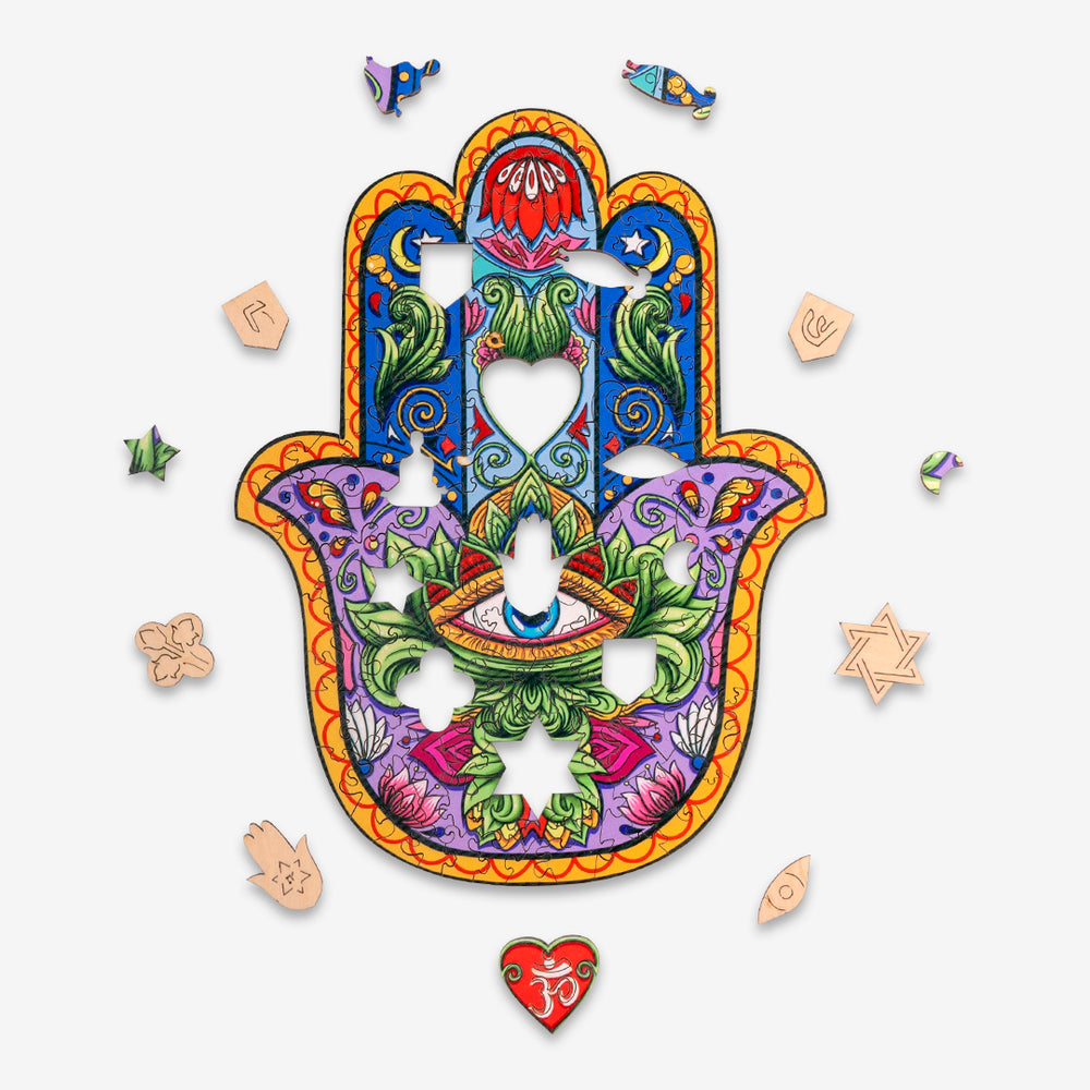 Hand Of Fatima Wooden Jigsaw Puzzle