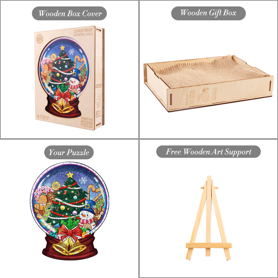 Christmas Crystal Ball Wooden Jigsaw Puzzle