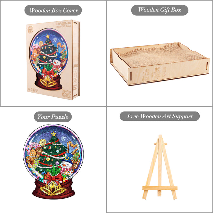 Christmas Crystal Ball Wooden Jigsaw Puzzle