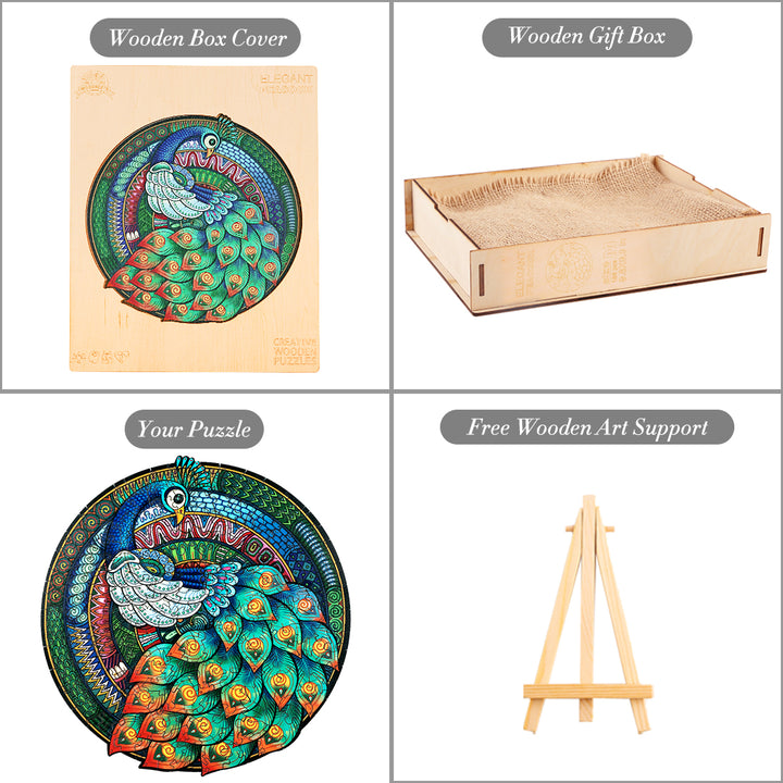 Elegant Peacock Wooden Jigsaw Puzzle