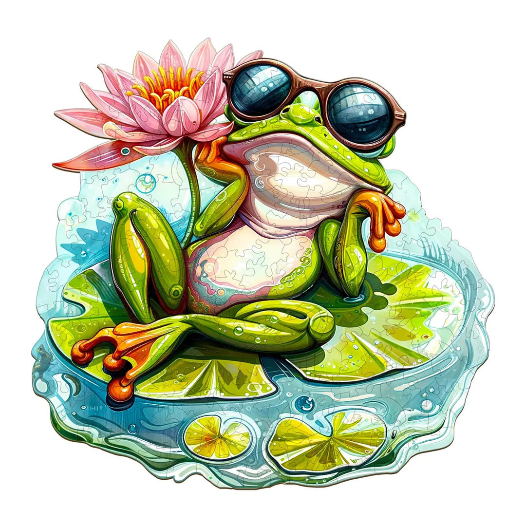 A New Summer Choice: The "Leisurely Frog" Wooden Jigsaw Puzzle from WoodBests
