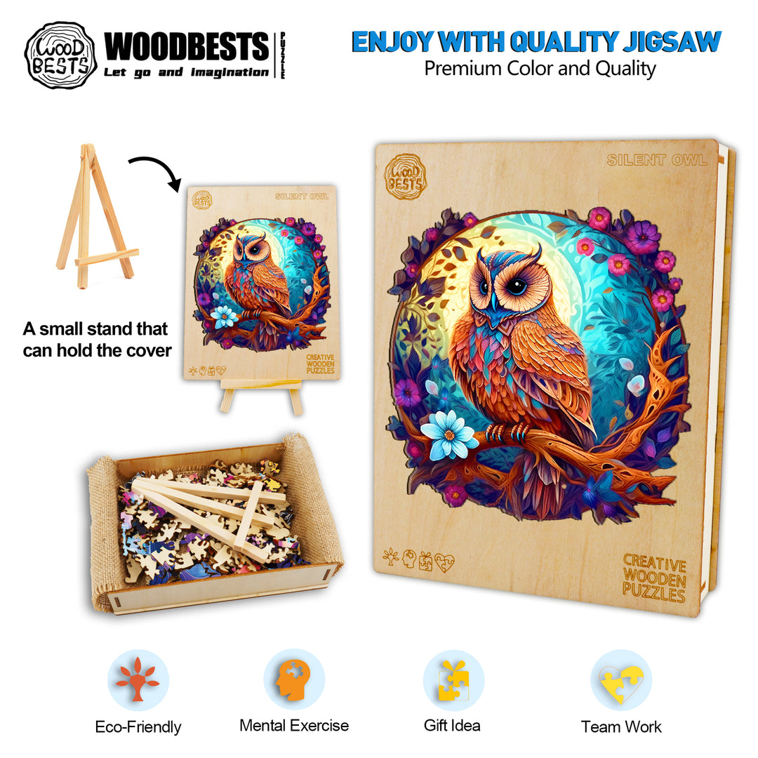 Silent Owl Wooden Jigsaw Puzzle-Woodbests