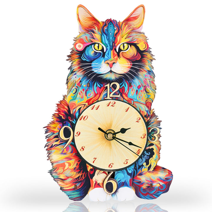 Maine Coon – Horloge en bois à faire soi-même, kit de puzzle 3D
