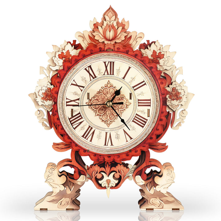 Flor de Llama de Fuego – Reloj de Madera DIY, Kit de Manualidades de Rompecabezas 3D