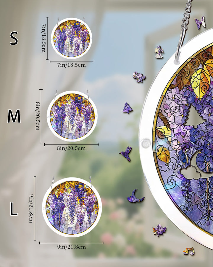 Acrylic Jigsaw Puzzle Suncatcher - Wisteria in Glasslight