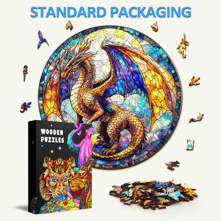 Stained Glass Dragon-2 Wooden Jigsaw Puzzle