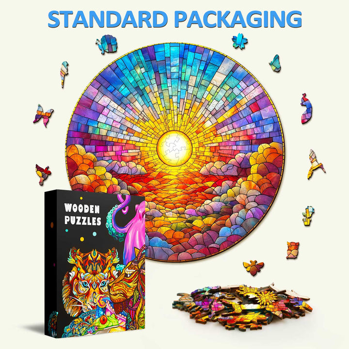 Buntglas Regenbogen Holzpuzzle