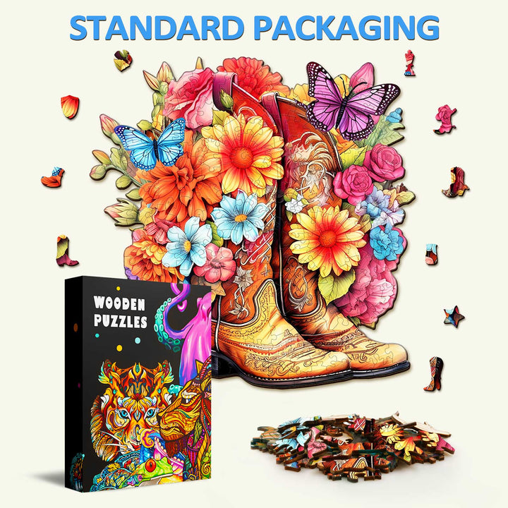 Cowgirl Boots Wooden Jigsaw Puzzle