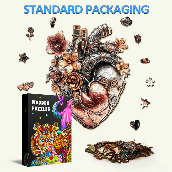 Rompecabezas de Madera de Corazón Mecánico 3D