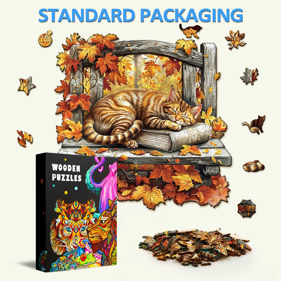 Resting Cat Wooden Jigsaw Puzzle