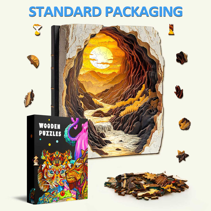 3D Sonnenuntergang in einem Buch Holzpuzzle