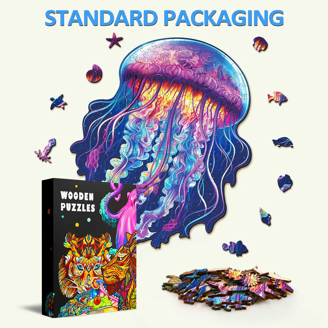 Puzzle en bois de méduse aquarelle