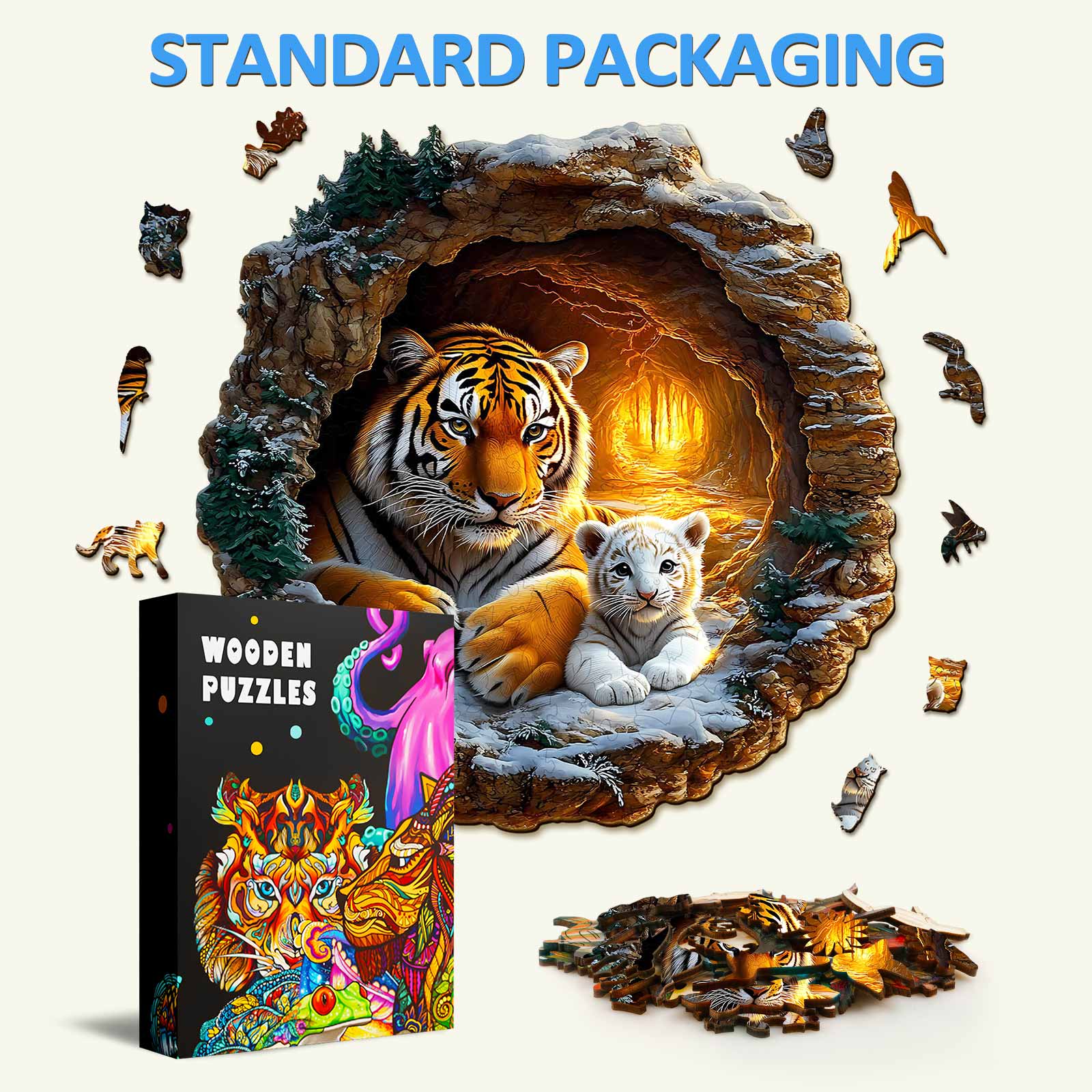 Puzzle en bois 3D Famille de tigres-2
