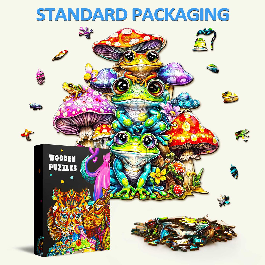 Froschfamilie Holzpuzzle