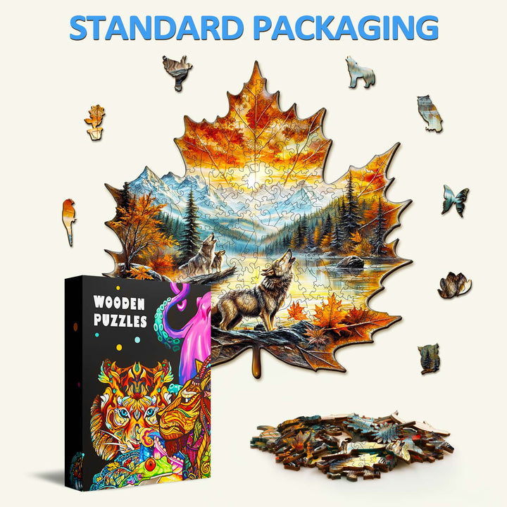 Puzzle en bois automnal Wolf King