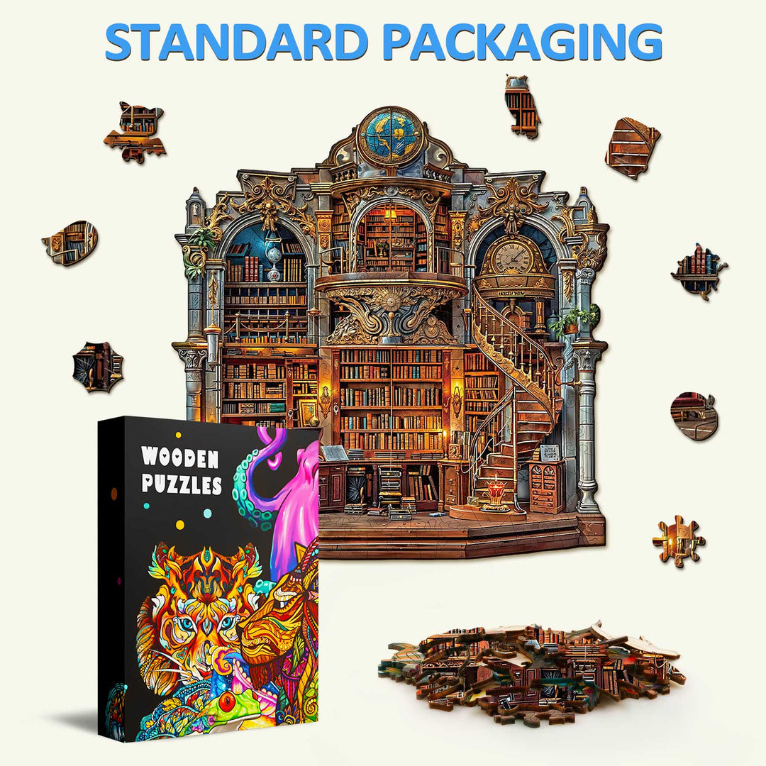 Gothic Revival Bookstore Wooden Jigsaw Puzzle