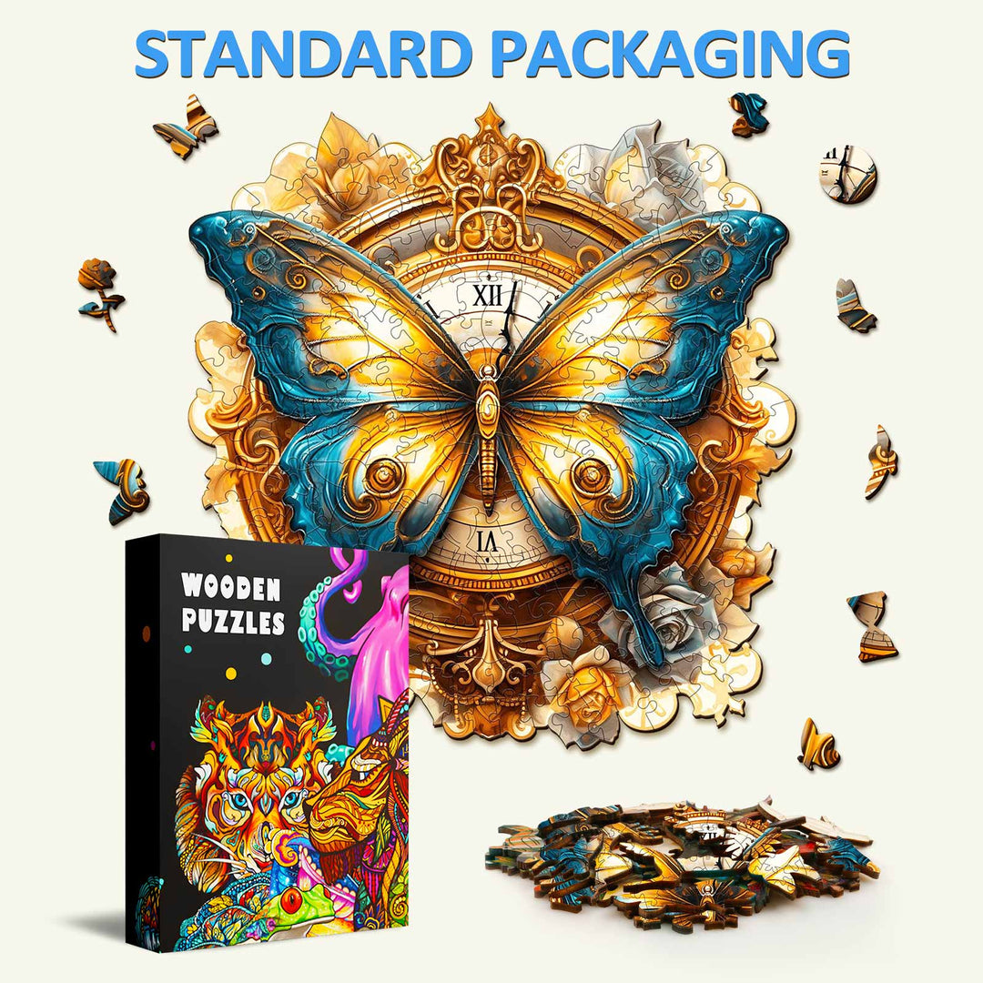 Schmetterling und Uhr Holzpuzzle
