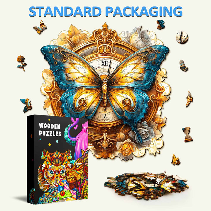 Schmetterling und Uhr Holzpuzzle