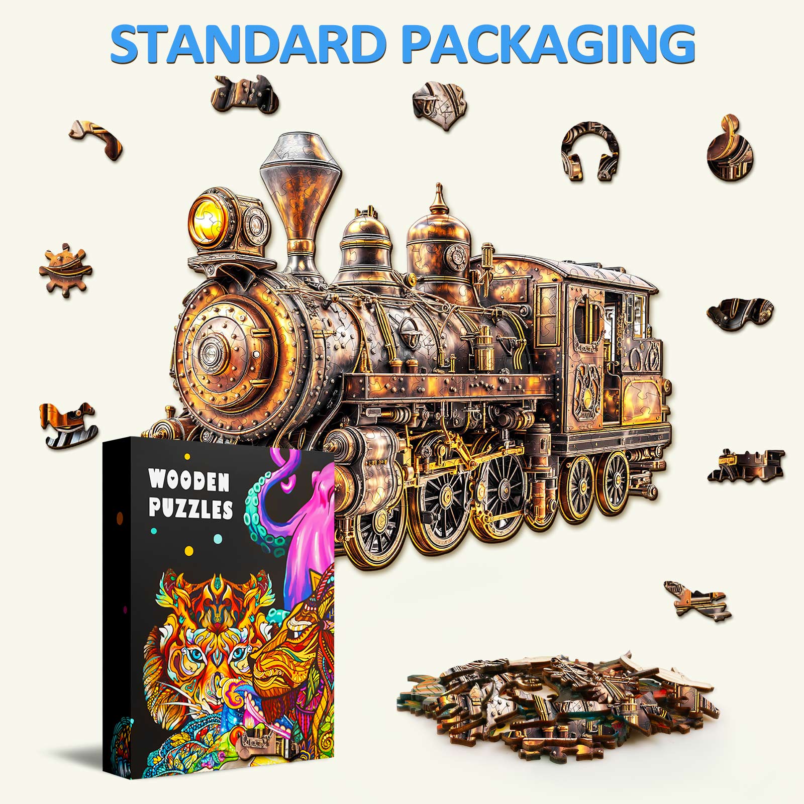 3D Mechanical Steam Train Wooden Jigsaw Puzzle